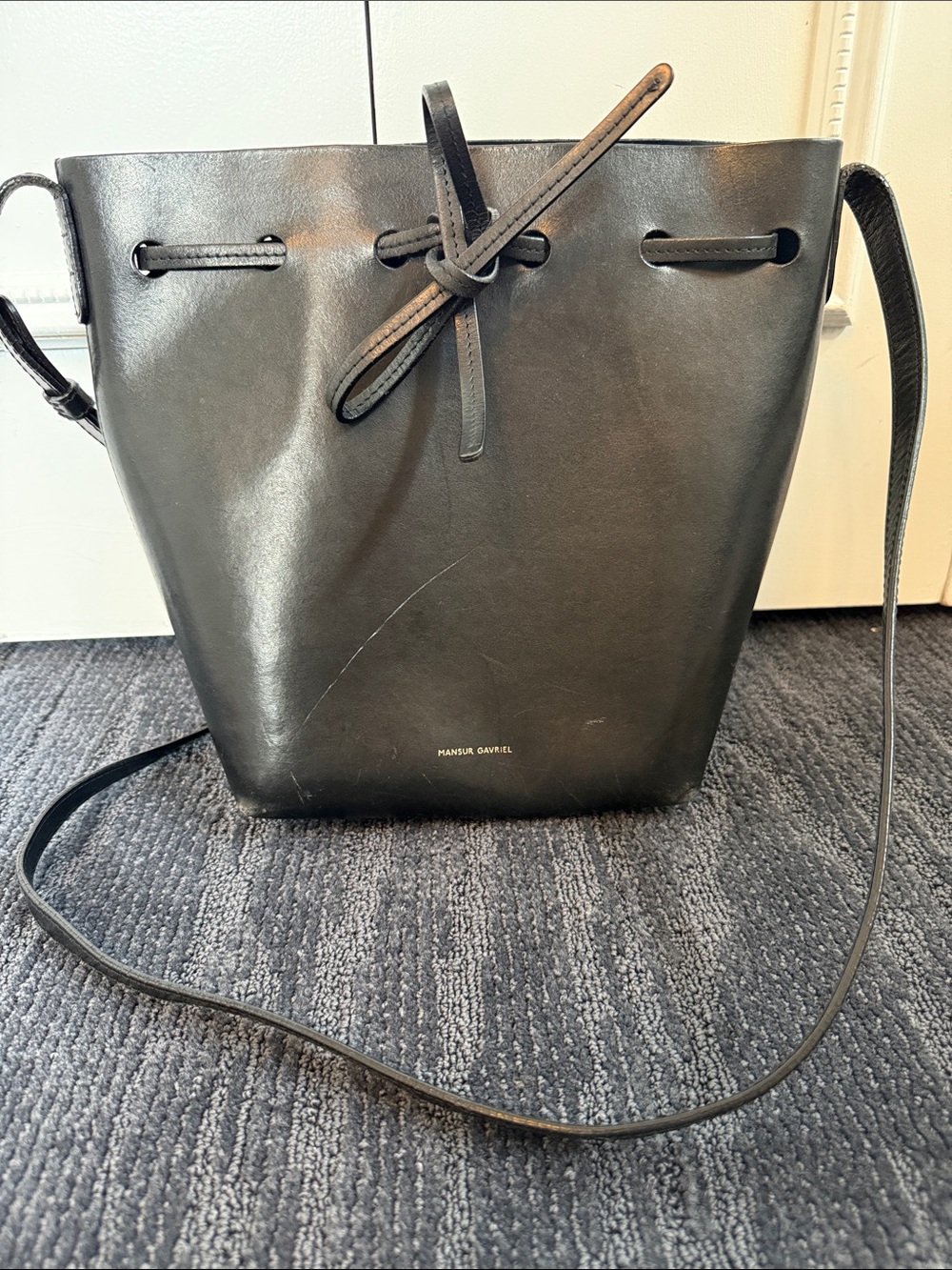 Mansur Gavriel Black Leather Bucket Shoulder Bag